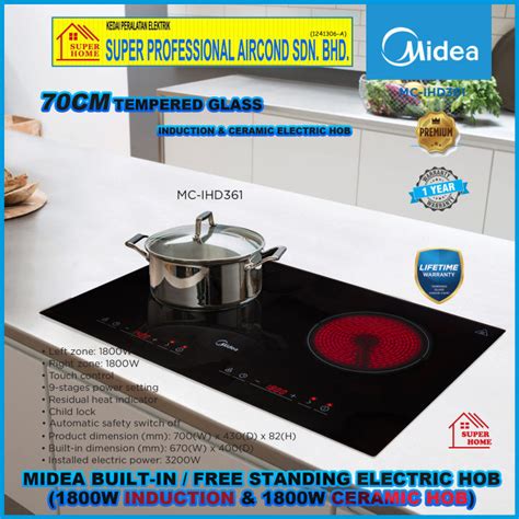 Midea Cm Tempered Glass Electrical Hob Mc Ihd Built In Free