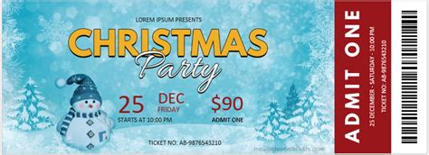 Christmas Party Ticket Templates for MS Word | Edit