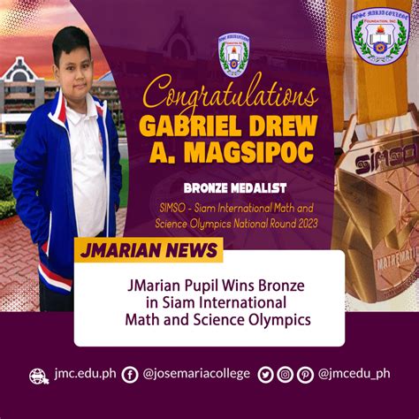 JMarian Pupil Wins Bronze in Siam International Math and Science Olympic