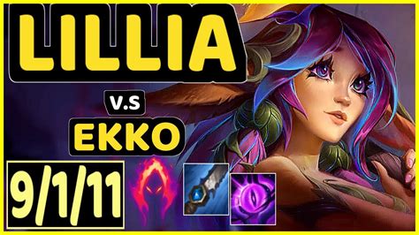 BLUERZOR LILLIA Vs EKKO 9 1 11 KDA JUNGLE CHALLENGER GAMEPLAY EUW