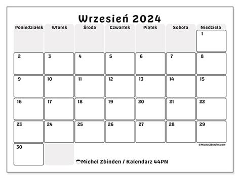 Kalendarz Wrzesie Do Druku Pn Michel Zbinden Pl