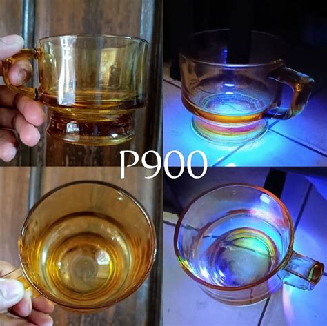 Vintage Uv Reactive Glassware Uranium Glass Vaseline Glass Depression