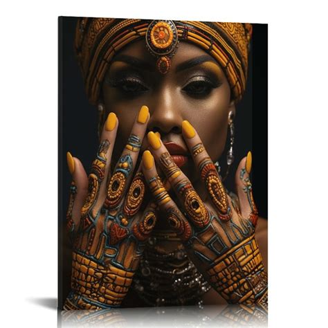 Nawypu African American Canvas Wall Art Black And Gold Abstract Beauty