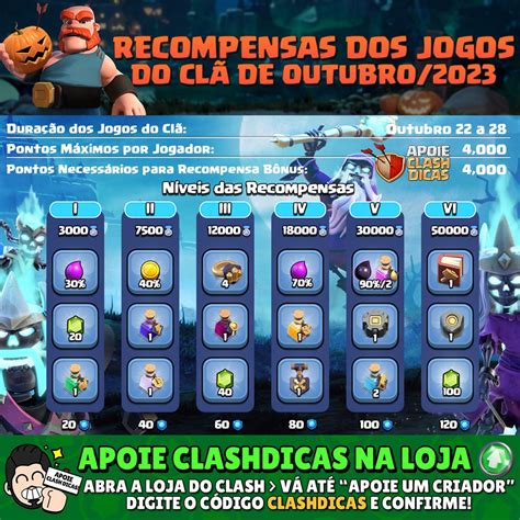 Recompensas Dos Jogos Do Clã 22 à 28 De Outubro2023 Clash Of Clans Dicas