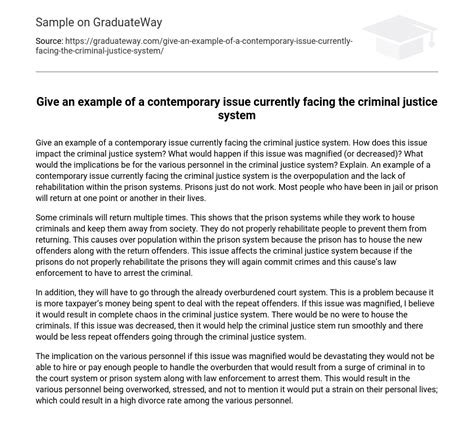 ⇉give An Example Of A Contemporary Issue Currently Facing The Criminal