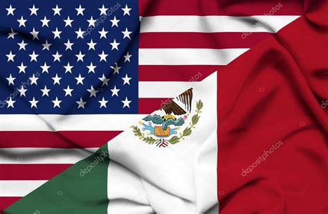 Estados Unidos y México ondeando bandera Foto de stock Alexis84