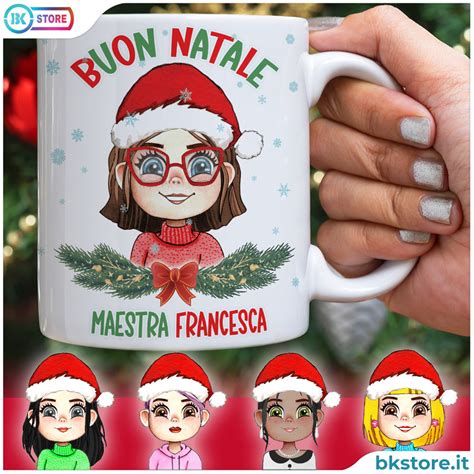 Tazza Regalo Natale Per Maestra Personalizzata Con Avatar E Nomi