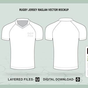 Rugby Jersey Raglan Mockup Template, Layered Illustrator Vector Mockup ...