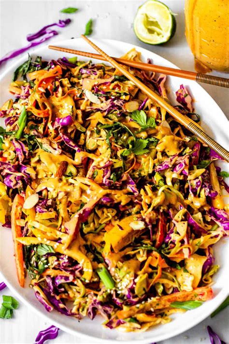 Thai Crunch Salad With Creamy Peanut Dressing All The Healthy Things