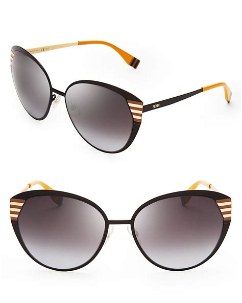 Fendi Metal Cat Eye Sunglasses In Black Shiny Black Lyst