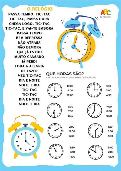 Atividades Sobre Horas E Minutos