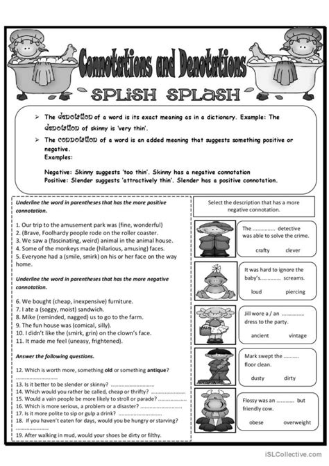 Connotation And Denotation Worksheet Denotation And Connotat