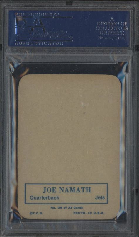 1970 Topps Super Glossy Football 29 Joe Namath New York Jets HOF PSA 8