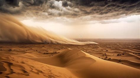 The Power Of Nature In Stunning Desert Sandstorm Generative AI Stock