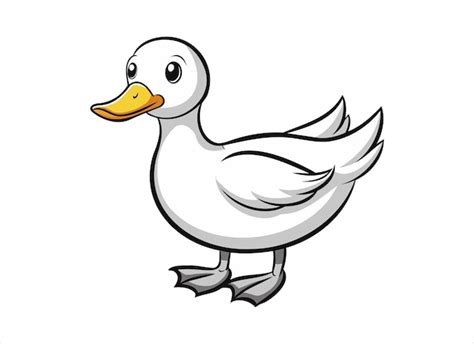 Premium Vector A Cartoon White Duck Standing On A White Background