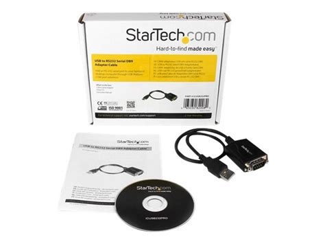 Startech 1 Ft Usb To Rs232 Serial Db9 Adapter Cable With Com Retention Svart Icusb232pro