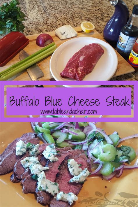 Buffalo Blue Cheese Steak With Celery Salad Table And A Chair