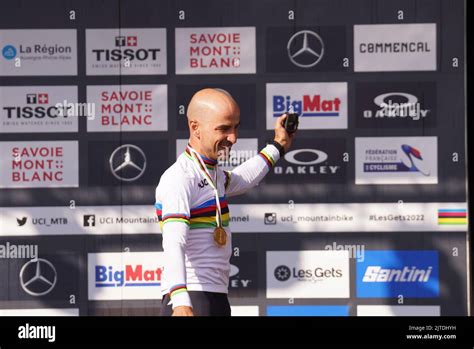 France 28 08 2022 SCHURTER Nino Winner During Podium UCI Mountain