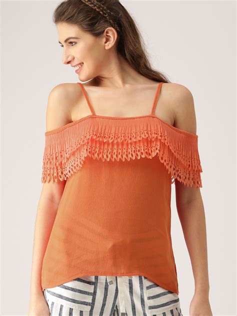 Buy Dressberry Women Orange Solid Top Tops For Women 2186118 Myntra