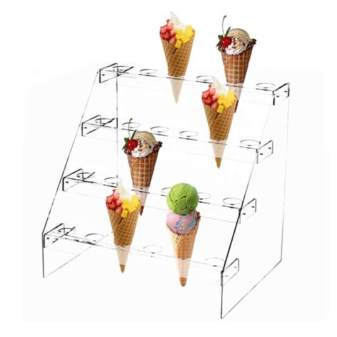 Buy Fivtyily Clear Acrylic Food Cone Display Stand Rack Ice Cream Cone