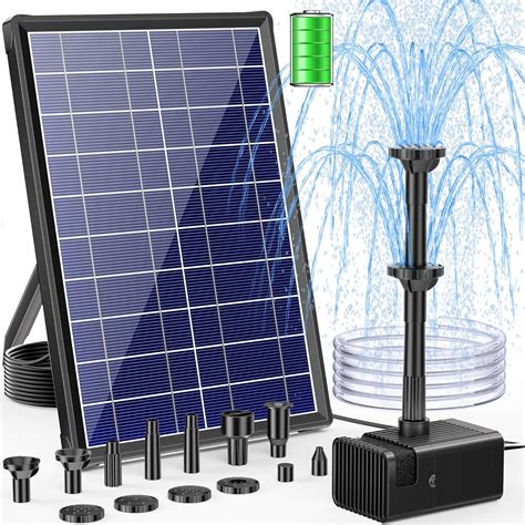 POPOSOAP Solar Fountain Pump With 3000mAh Battery Backup 8W Solar