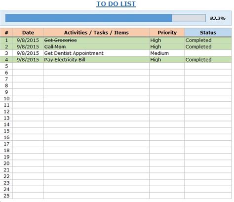 Excel Do List Template