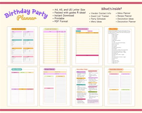 Printable Birthday Party Planner Party Planner Event Etsy