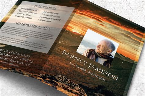 Last Sunset Funeral Program Brochure Templates Creative Market