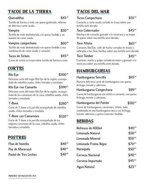 Menu At Mariscos Y Cortes Altata Restaurant Ciudad Juarez