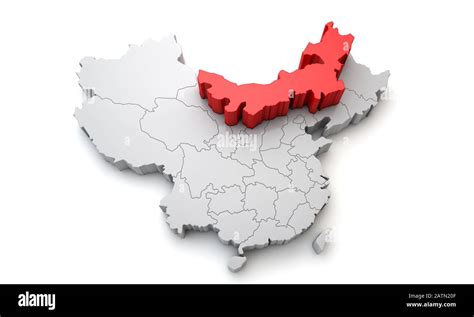 Map Of China Showing Inner Mongolia Regional Area D Rendering Stock