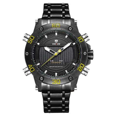 Relógio Masculino Weide AnaDigi WH 6910 Preto e Amarelo Submarino