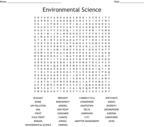 Environmental Science Word Search Wordmint Word Search Printable