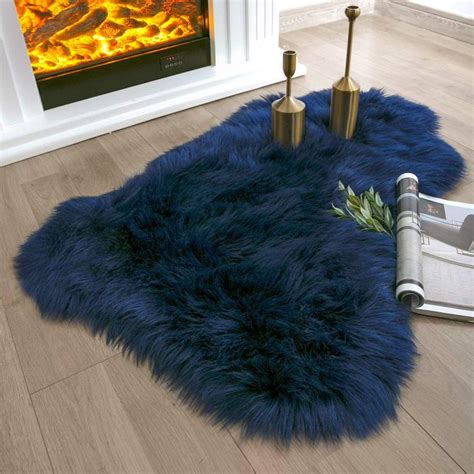 Fluffy Navy Blue Shaggy Rug - Ultra Soft & Machine Washable