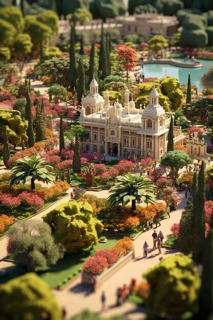 Miniatura isométrica del jardín de la concepción en Málaga Foto Premium