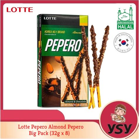 Halal Chocolate Lotte Pepero Almond Big Pack 256G Shopee Malaysia