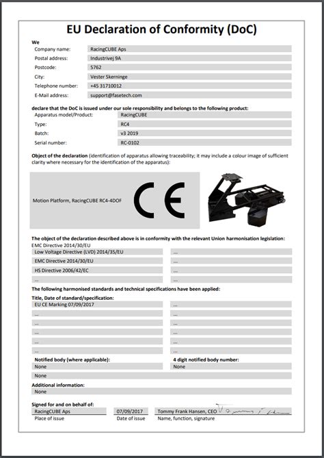 Eu Declaration Of Conformity Fasetech