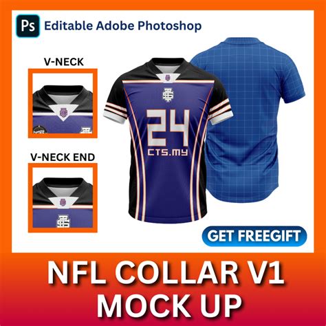 Mockup NFL Jersey V1 - Shirt Mockup - Template Baju - Baju NFL | (PSD ...