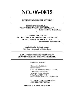 Fillable Online Supreme Courts State Tx 06 0815 IN THE SUPREME COURT OF