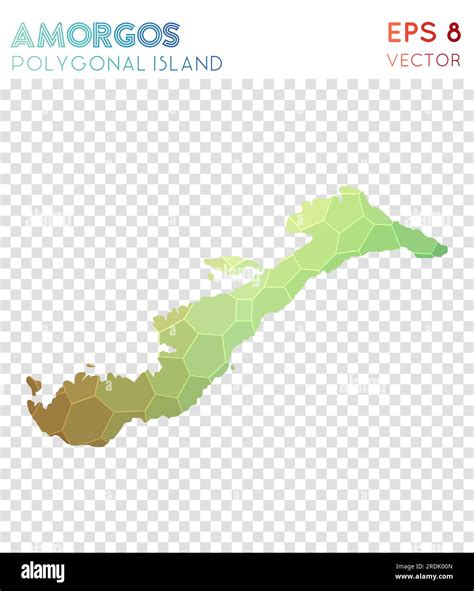 Amorgos Polygonal Map Mosaic Style Island Glamorous Low Poly Style