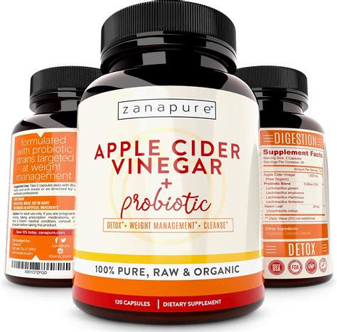 1500mg Organic Apple Cider Vinegar Capsules With Probiotic Raw 100 Pure Cider Pills For Weight