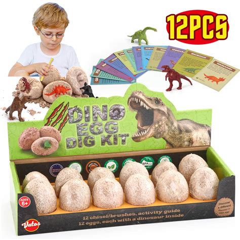 Buy VATOS Dinosaur Eggs Dig Kit 12 Pack Discover 12 Different Dinos