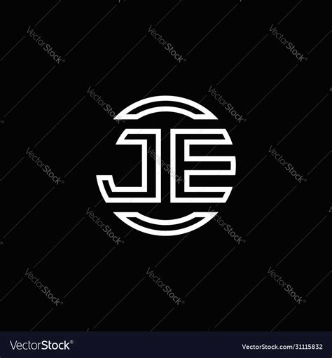 Je Logo Monogram With Negative Space Circle Vector Image