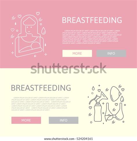 Set Breastfeeding Thin Line Modern Vector Stock Vector Royalty Free