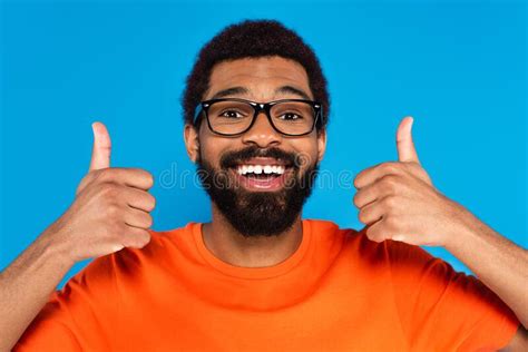 Happy African American Man In Glasses Stock Image Image Of Tshirt