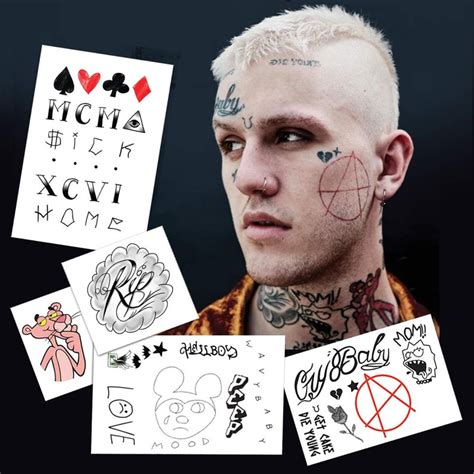 Lil Peep Temporal Tatuaje Set Cosplay Halloween Disfrace Etsy México