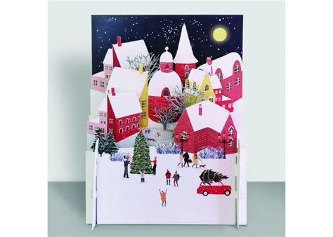 D Pop Up Kerstkaart Miniature Greetings Kerstdorp Muller Wenskaarten