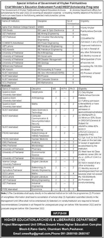 Fully Funded Chief Minister S Education Endowment Fund Scholarship