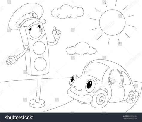 Cartoon Car Traffic Lights Coloring Book 스톡 벡터로열티 프리 352280924 Shutterstock