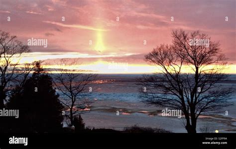 Lake Michigan sunset Stock Photo - Alamy