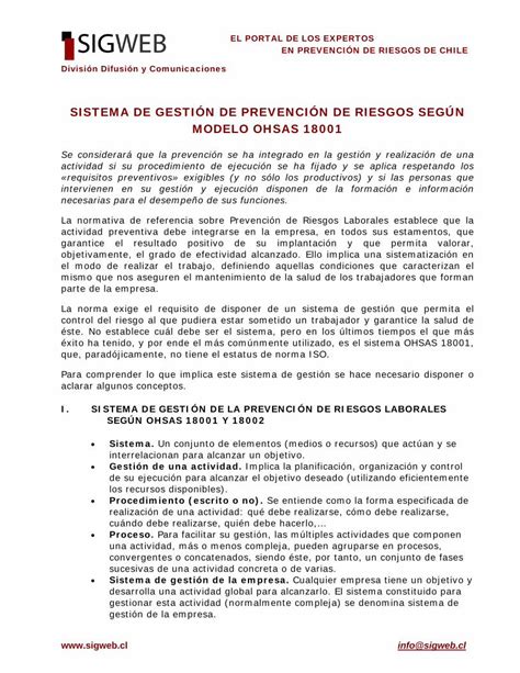 Pdf Sistema De GestiÓn De PrevenciÓn De Riesgos SegÚn Modelo